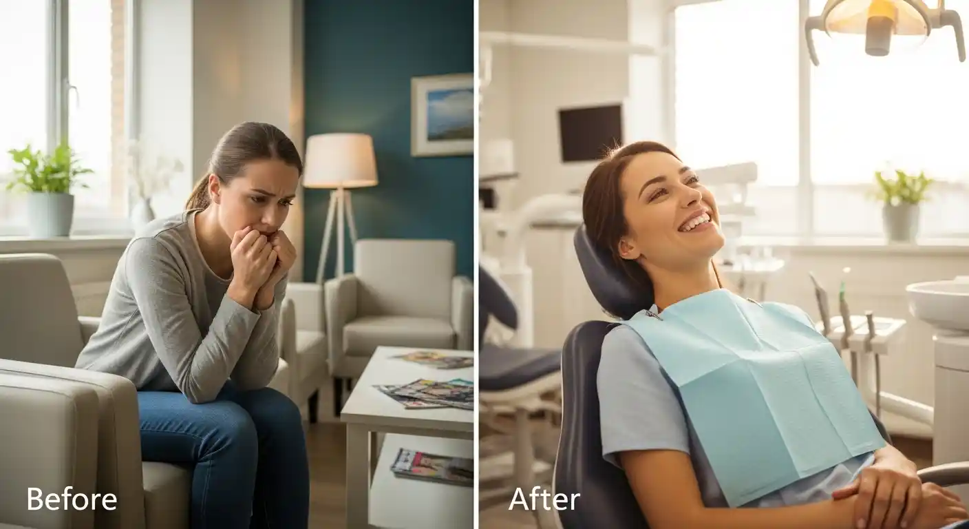 Dental patient feeling calm and anxiety-free after a comfortable sedation dentistry procedure