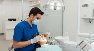 Dentist examining patient teeth during consultation in Mesa, AZ