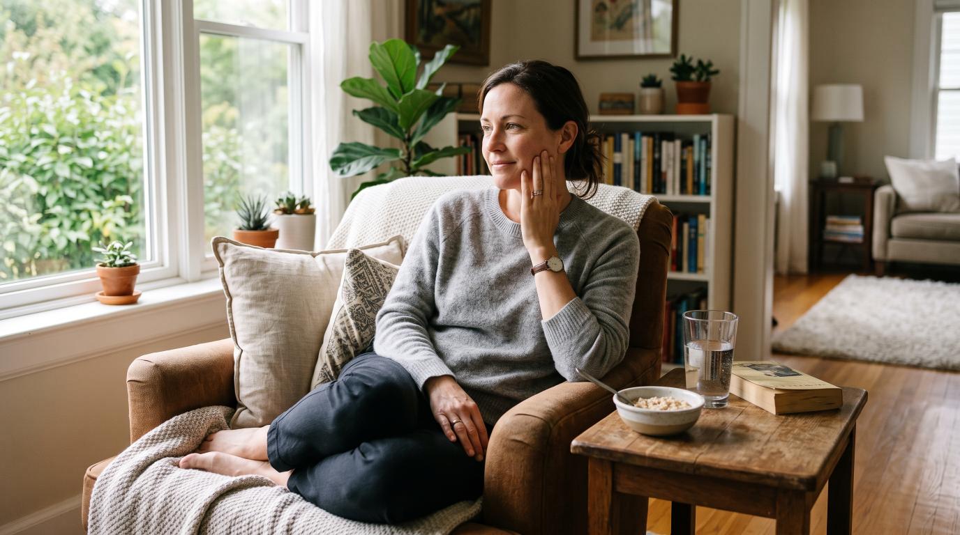Patient comfortably recovering at home after a root canal procedure