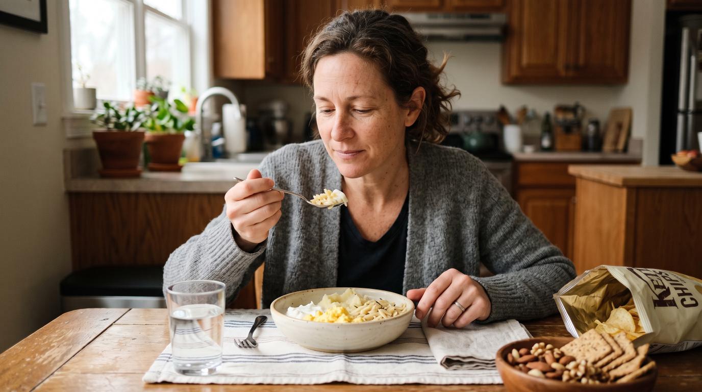 Soft foods prepared for eating after a tooth extraction